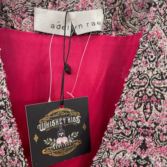 Adelyn Rae Dress Jacquard Knee Length Sleeveless Wrap Style Pink Multi NWOT - Picture 7 of 14